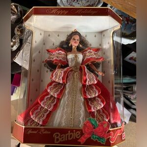 1997 Barbie Holiday Celebration Doll in Red and Silver Gown